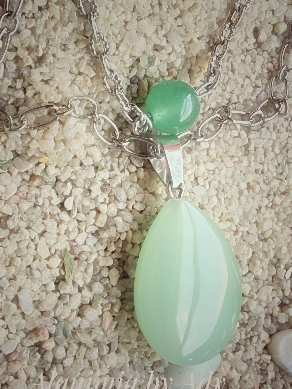 Layered green and simple AVENTURINE  SILVER DAINTY NECKLACE